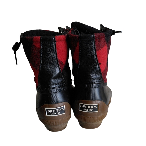 Sperry Size 6 Waterproof Wool Blend Buffalo Check Plaid Zip Laceup Duck Boots - Picture 3 of 13